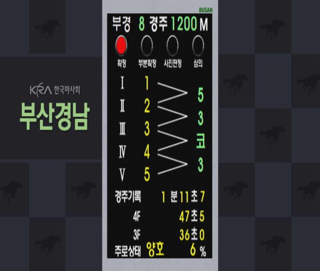 경주결과 화면
